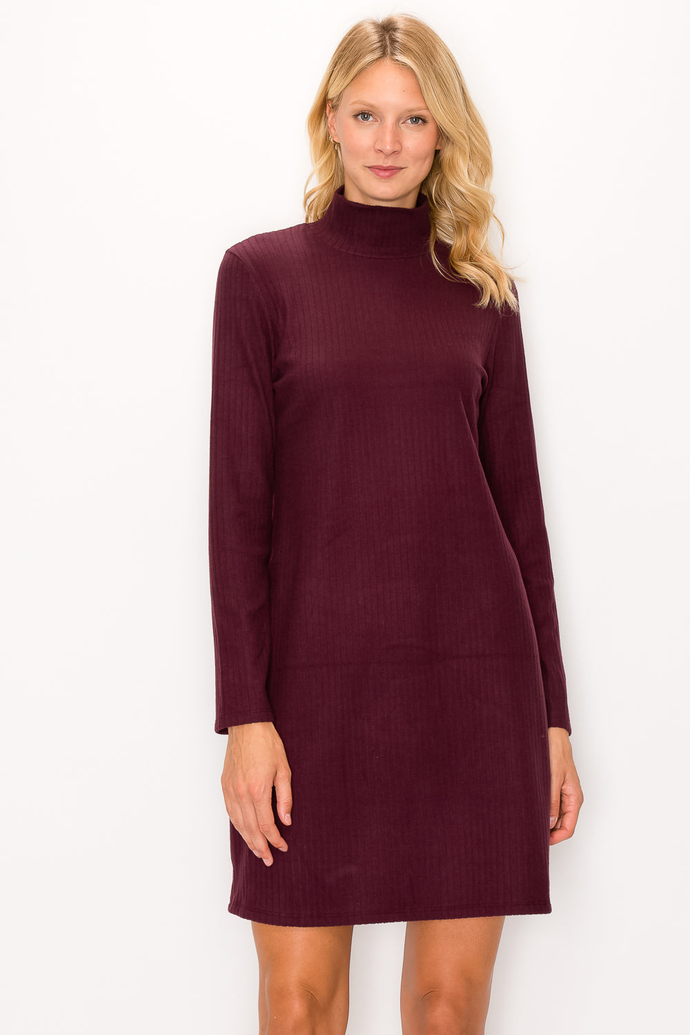 Ribbed Mock Neck Long Sleeve Sweater Minidress XL / Charcoal